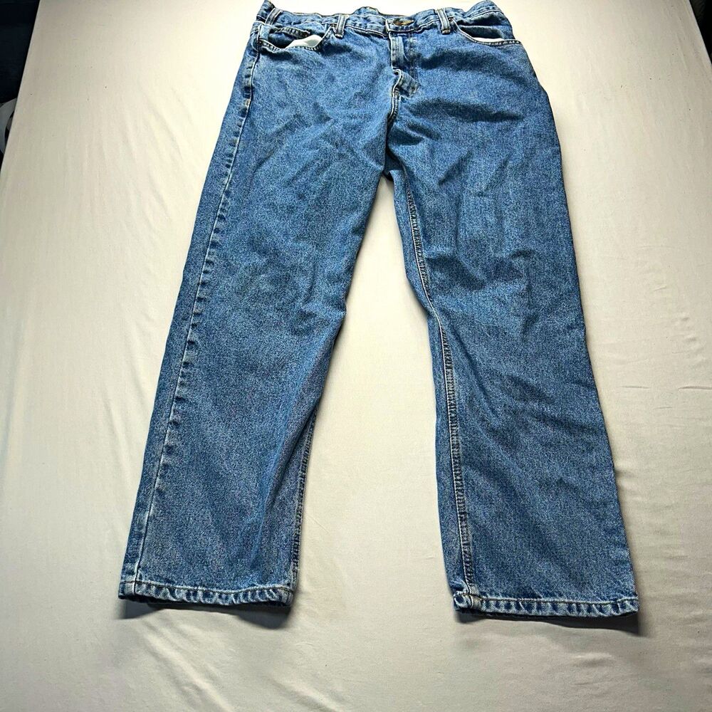 FULL BLUE Men’s Straight Jeans Regular Fit 38x30 Wash Blue Denim Cotton Logo